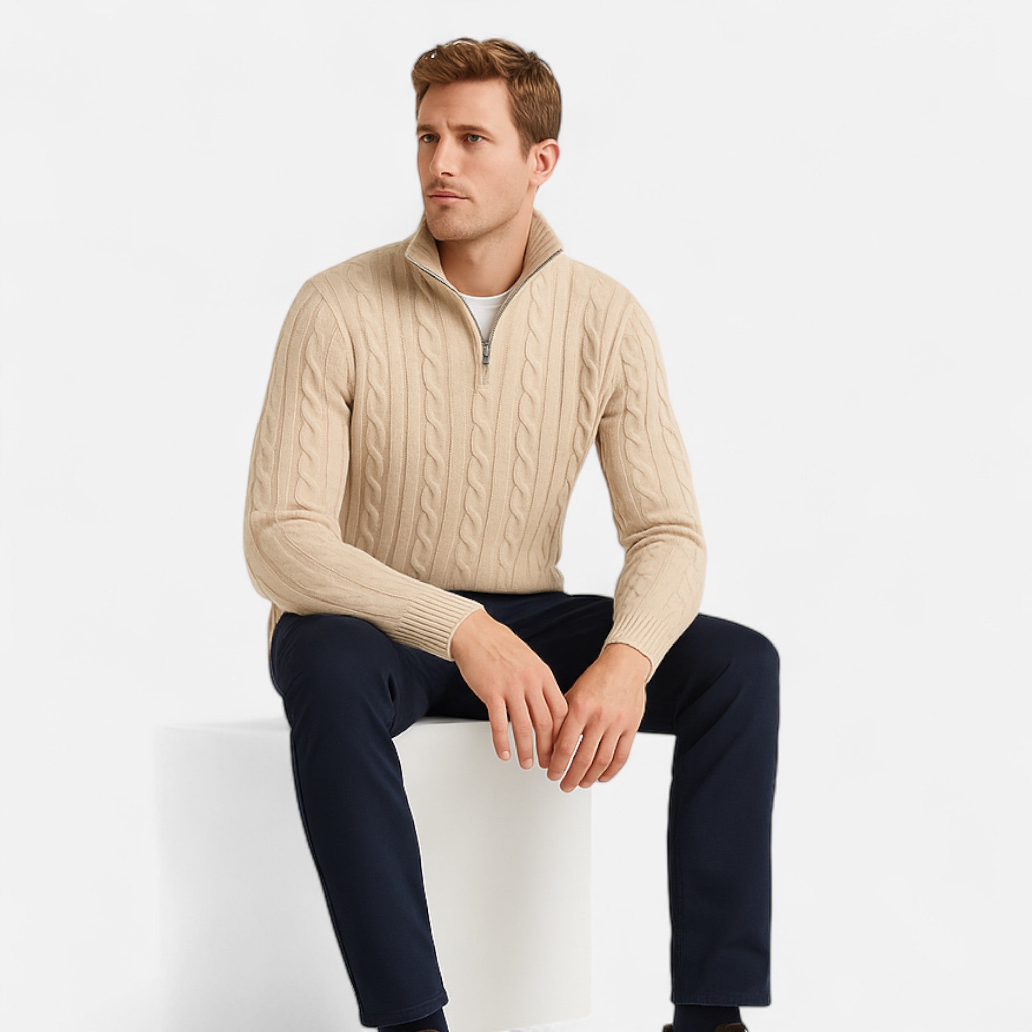 Soreux | Pull Zippé en Coton Luxe pour Homme