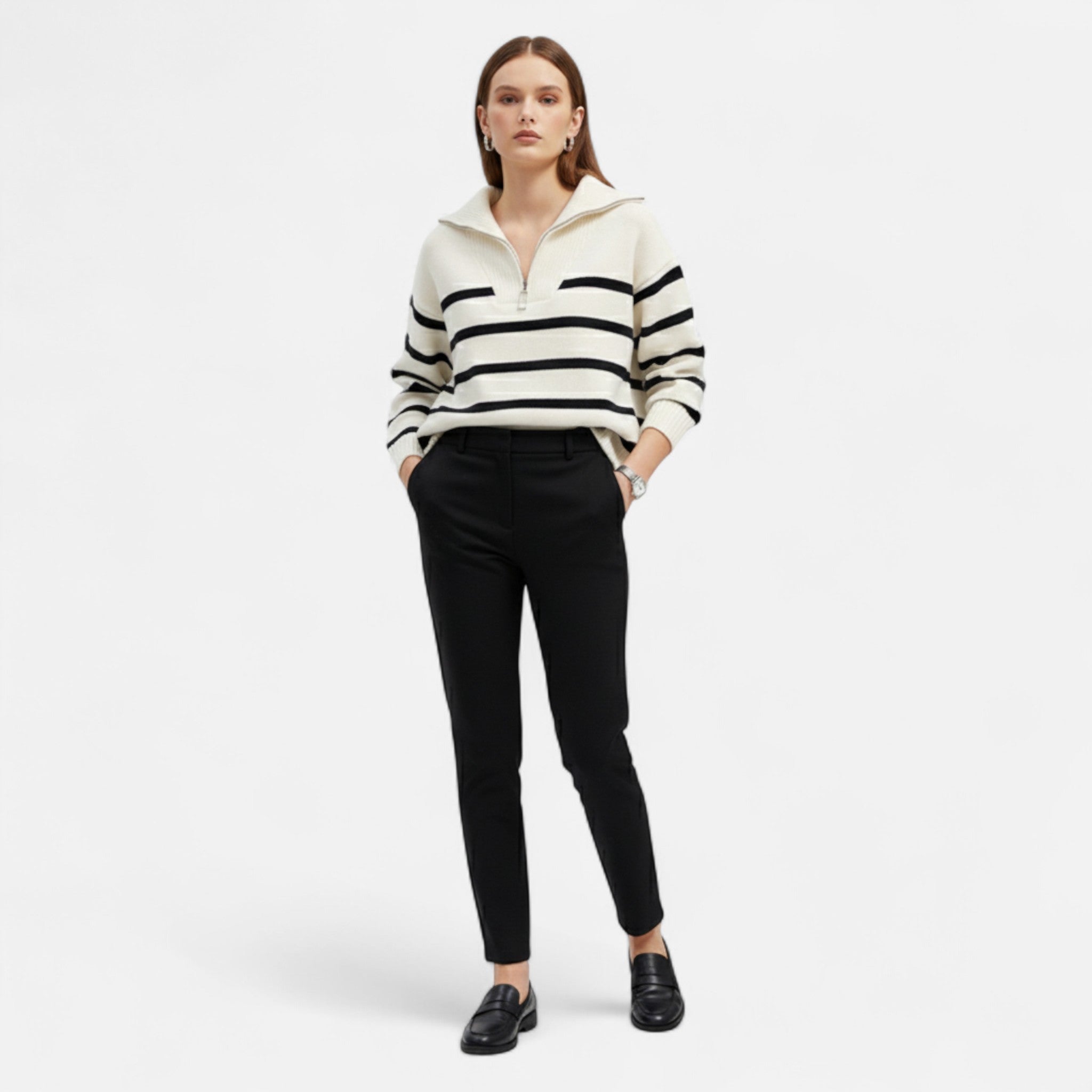 Soreux | Pull Rayé à Col Zippé pour Femme