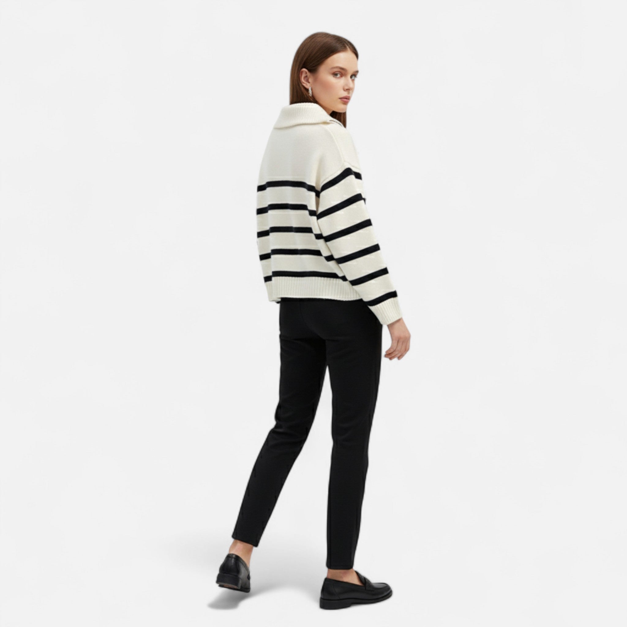 Soreux | Pull Rayé à Col Zippé pour Femme
